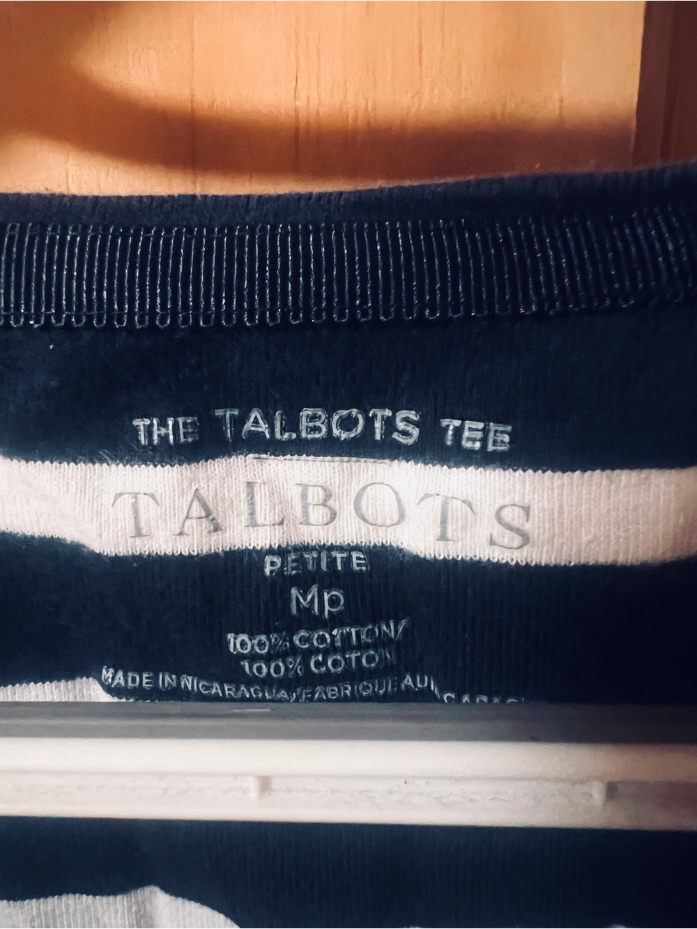 Talbots Navy and White Striped Tee - Picture 2 of 8
